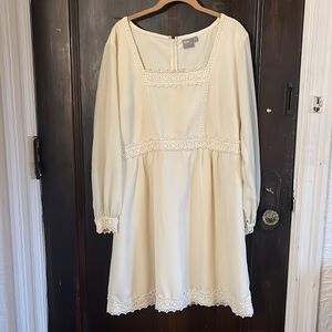 ASOS UK 20 / US 16 Lace Prairie Dress Peasant Empire Waist Gunne Sax Retro 70s